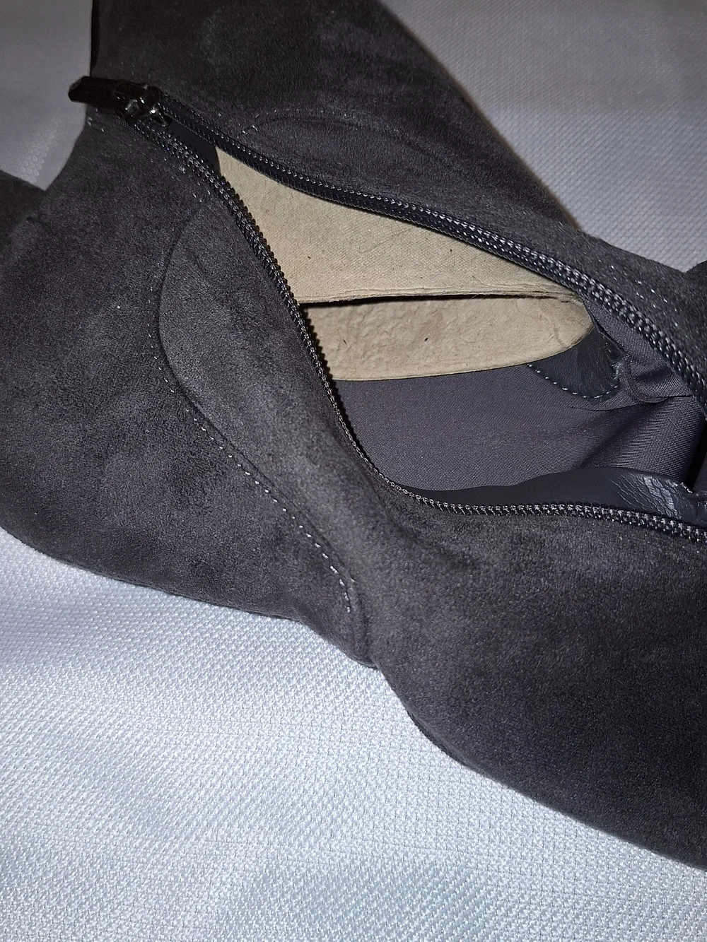 Sam Edelman VINNEY Women's Gray Knee High Riding Boots Almond Toe Lace Zip 11M
